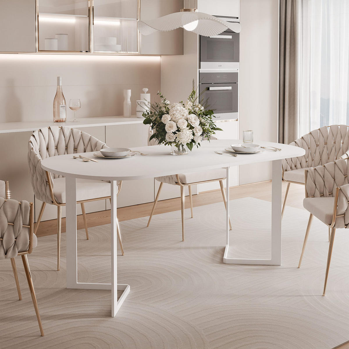 AUSZIEHTISCH PADMIN 140/80/76 cm, Weiß - Weiß, Holzwerkstoff/Metall (80/140/76cm) - Idohome