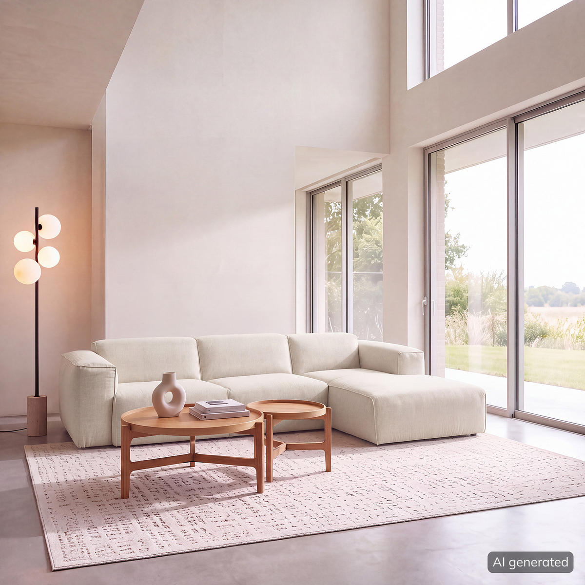 3-SITZER ECKSOFA mit Longchair - Beige/Schwarz, Kunststoff/Textil (284/173cm) - home24