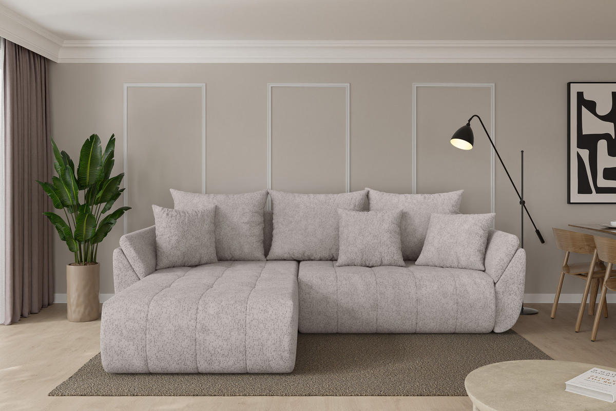 ROHOVÁ SEDAČKA s funkcí spaní, otoman vlevo TOKO-L 277x194x86 světle šedá velur - černá/světle šedá, kompozitní dřevo/textil (277/194cm) - ALTDECOR