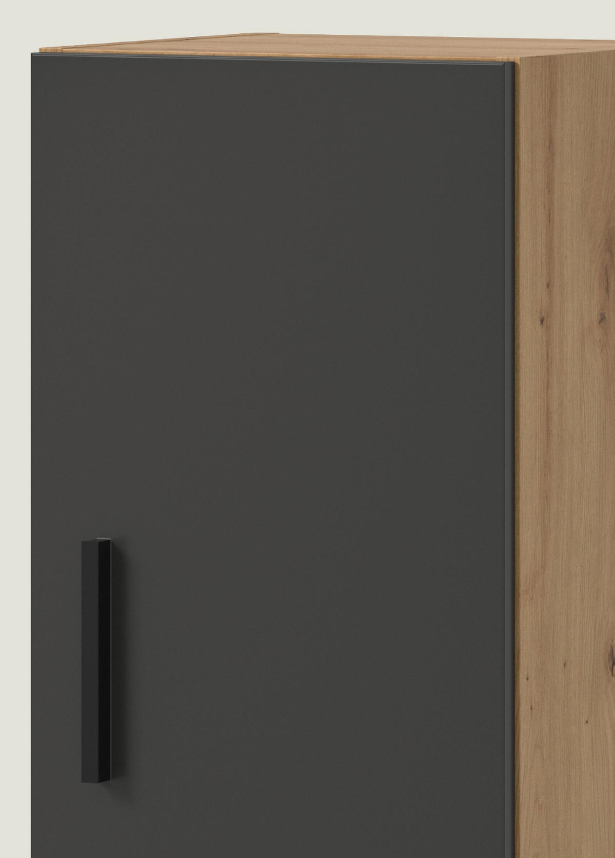 STAURAUMSCHRANK grau, Eiche Artisan 65 x 178 cm, Mehrzweckschrank mit viel Stauraum - Schwarz/Eiche Artisan, Holzwerkstoff/Kunststoff (65/178/34cm) - Inn.Furn