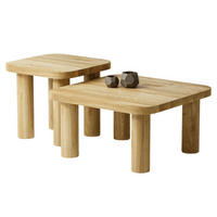 COUCHTISCH SET Eichenholz vollmassiv quadratisch Naturbelassenen 70/70/37 - Naturfarben, Holz (70/70/37cm)
