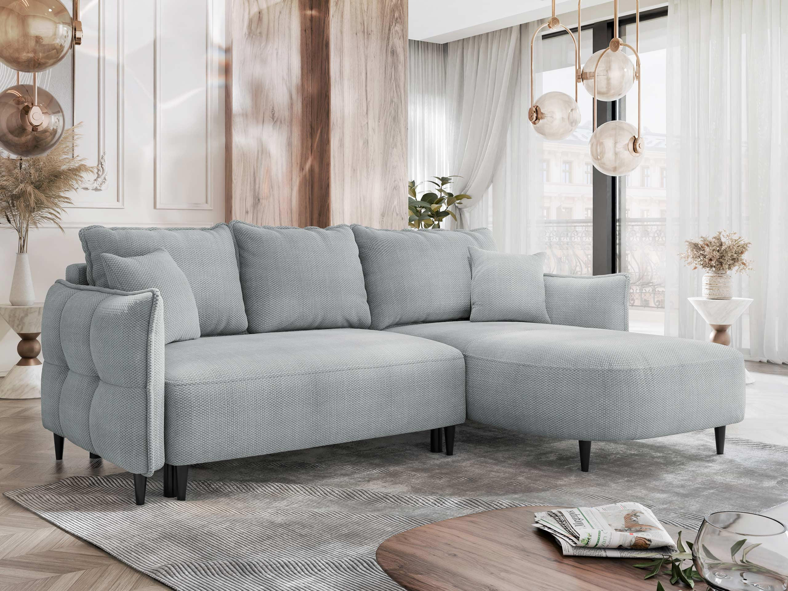 ECKSOFA Sycylia, Seite: Rechts - Schwarz/Grau, Holz/Textil (244/165cm) - MIRJAN24