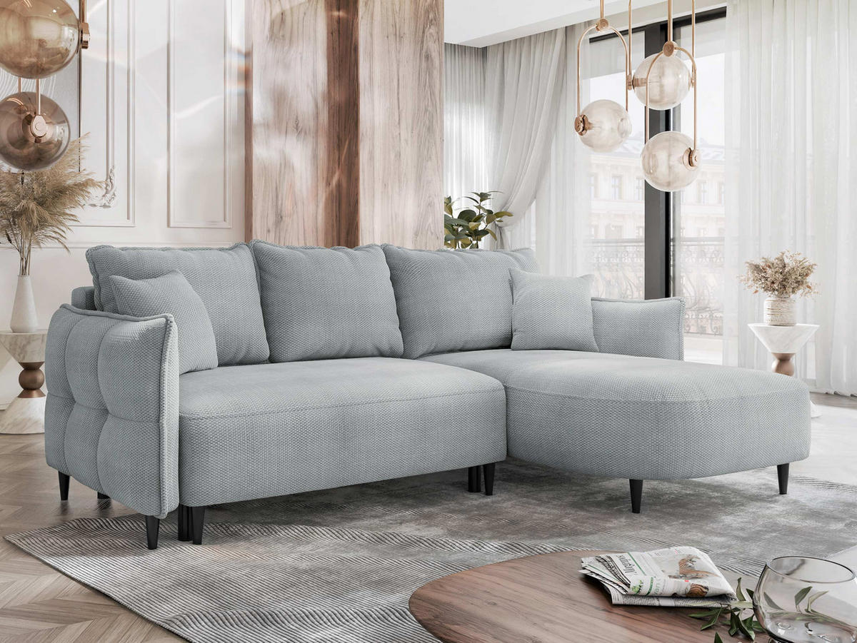 ECKSOFA Sycylia, Seite: Rechts - Schwarz/Grau, Holz/Textil (244/165cm) - MIRJAN24