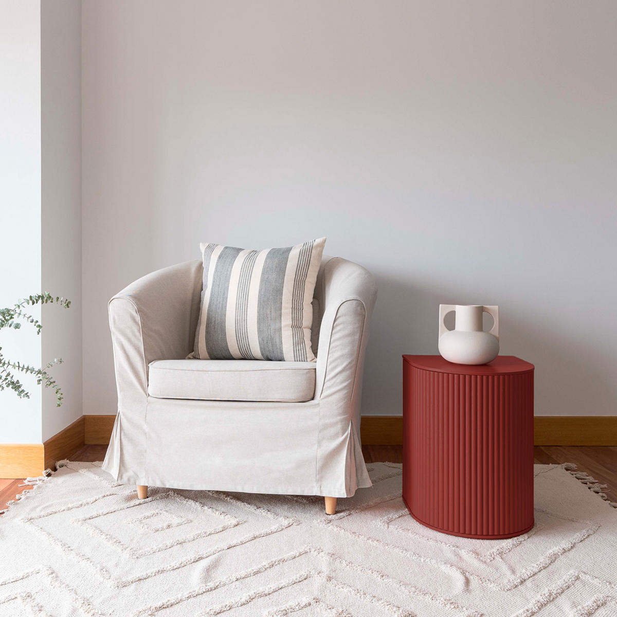 HOCKER Duna mit Stauraum - Dunkelrot, Holz (35/45/32.8cm) - Woodendot