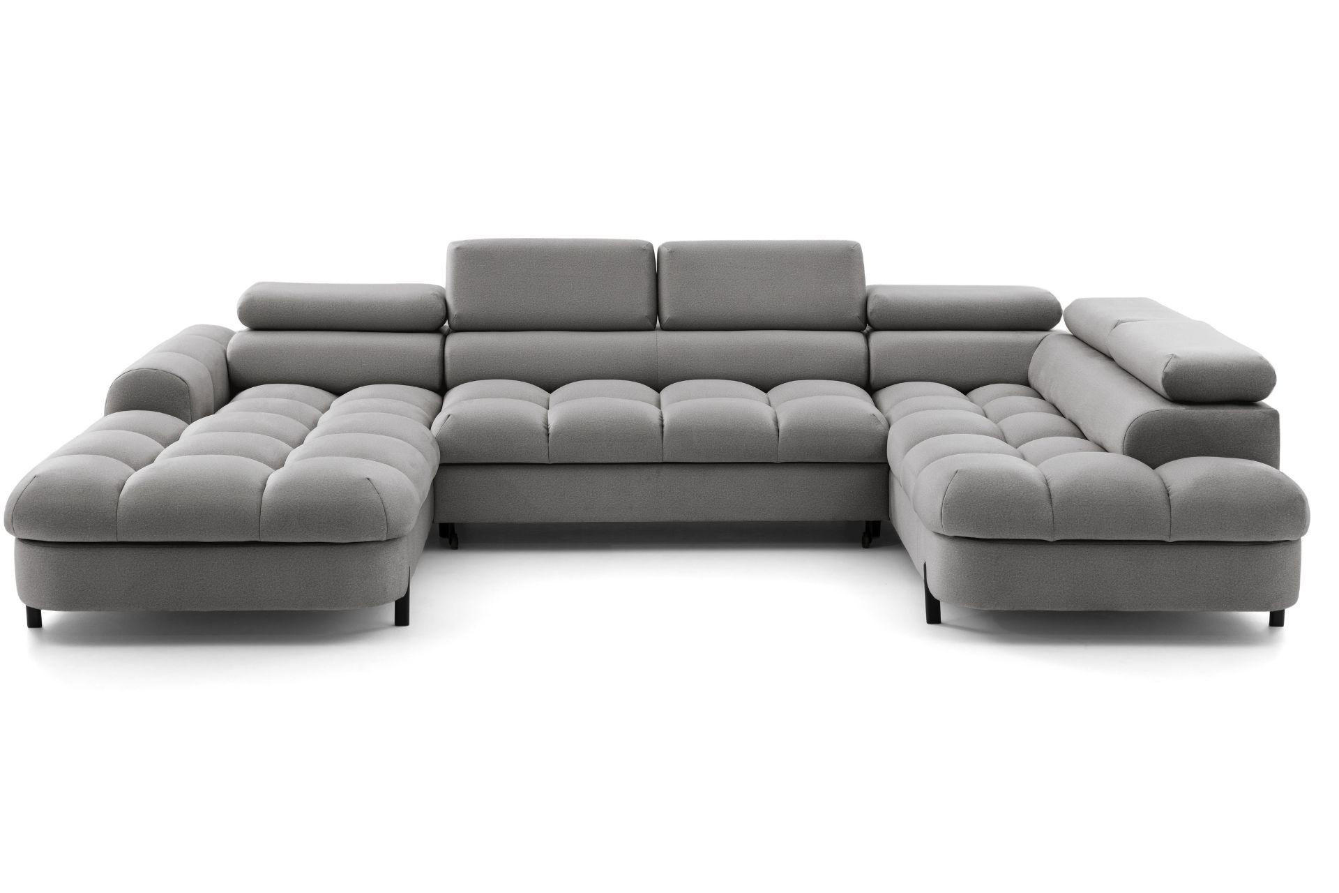 ECKSOFA U-Form BOWL U Rechts mit Schlaffunktion 125x265 Velours Grau - Schwarz/Grau, Holz/Textil (195/90/339cm) - Muffo