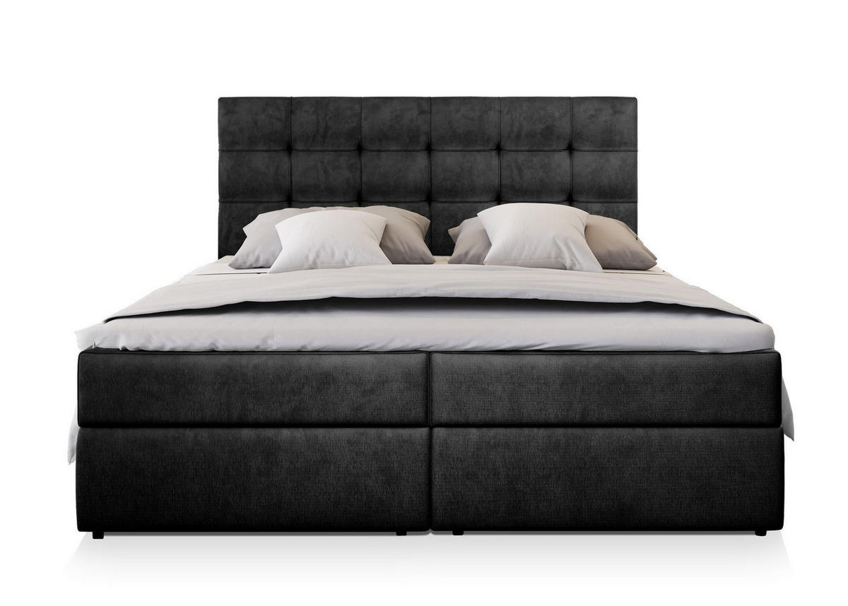 POSTEL BOXSPRING GLOS 180x200 cm, s matrací a úložným prostorem, černá - černá, kompozitní dřevo/textil (180/200cm) - MASSENO