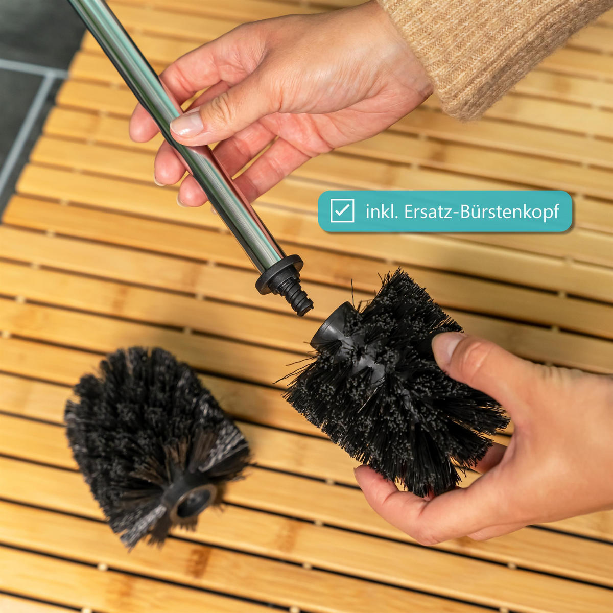 STAND-WC-GARNITUR, schwarz - Schwarz, Metall (19/64/19cm) - bremermann