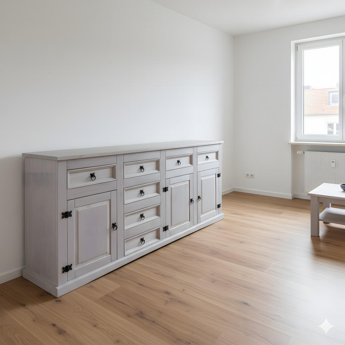 SCHRANK New Mexico Grau Antik 200/44/84 cm - Grau, Holz (200/84/44cm) - ebuy24