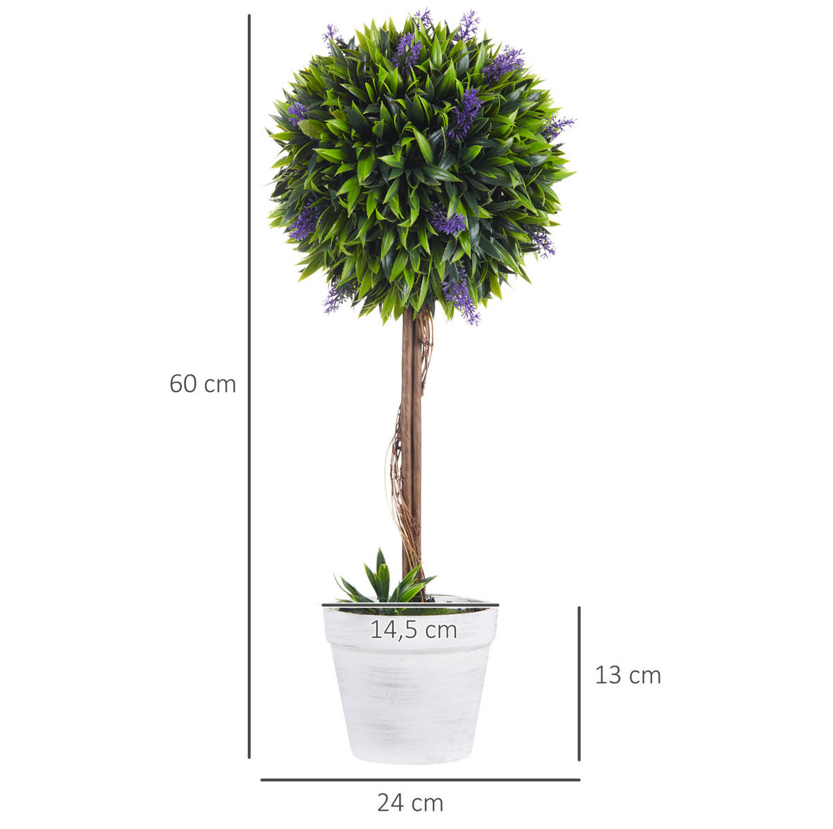 KUNSTPFLANZEN Lavendel 24/24/60 cm grün aus Kunststoff mit Topf - Grün, Kunststoff (60cm) - OKWISH