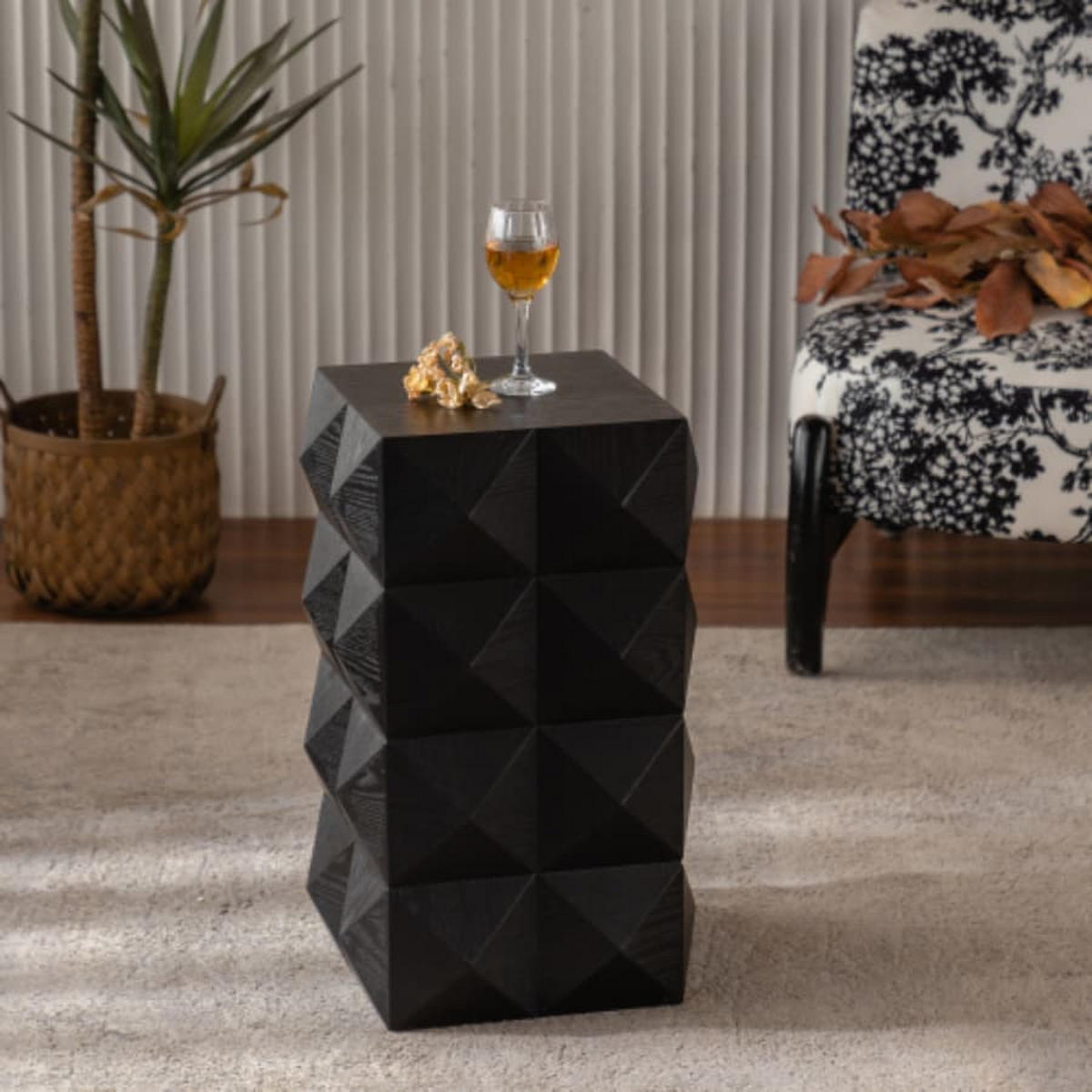COUCHTISCH Retro Holz Schwarz 60 cm - Multicolor, Metall (37/37/60cm) - SHOPENTRA