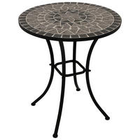 BISTROTISCH Derby mit Mosaik-Tischplatte grau/weiss - Gestell aus schwarz pulverbeschichtetem Eisen 60x60x70 cm - Schwarz, Metall (60/60/70cm) - TPFGarden