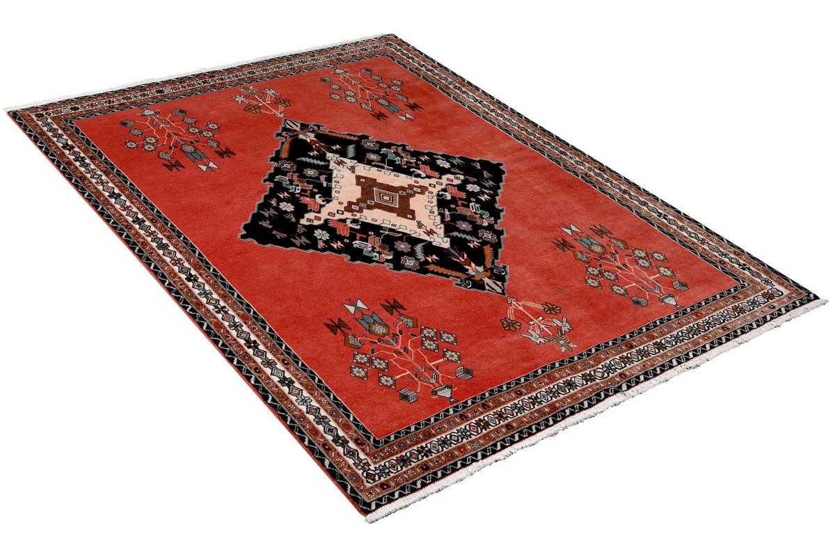 ORIENTTEPPICH handgeknüpft Afshar Rosa, Rot 210/160 cm Schurwolle - Pink/Rot, Textil (160/210cm) - Looma