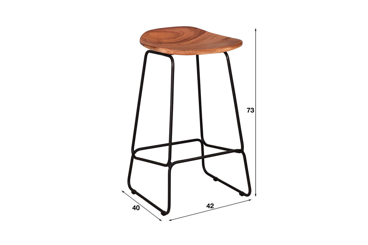 BARHOCKER LEMMY 4ER SET Braun Holz - Braun, Holz (42/73/40cm) - KAWOLA