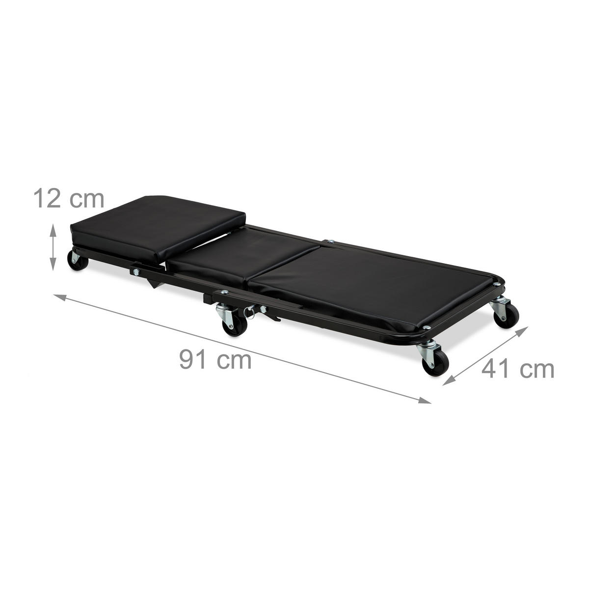 WERKSTATT-ROLLBRETT - Schwarz, Kunststoff/Textil (41/91/12cm) - Relaxdays