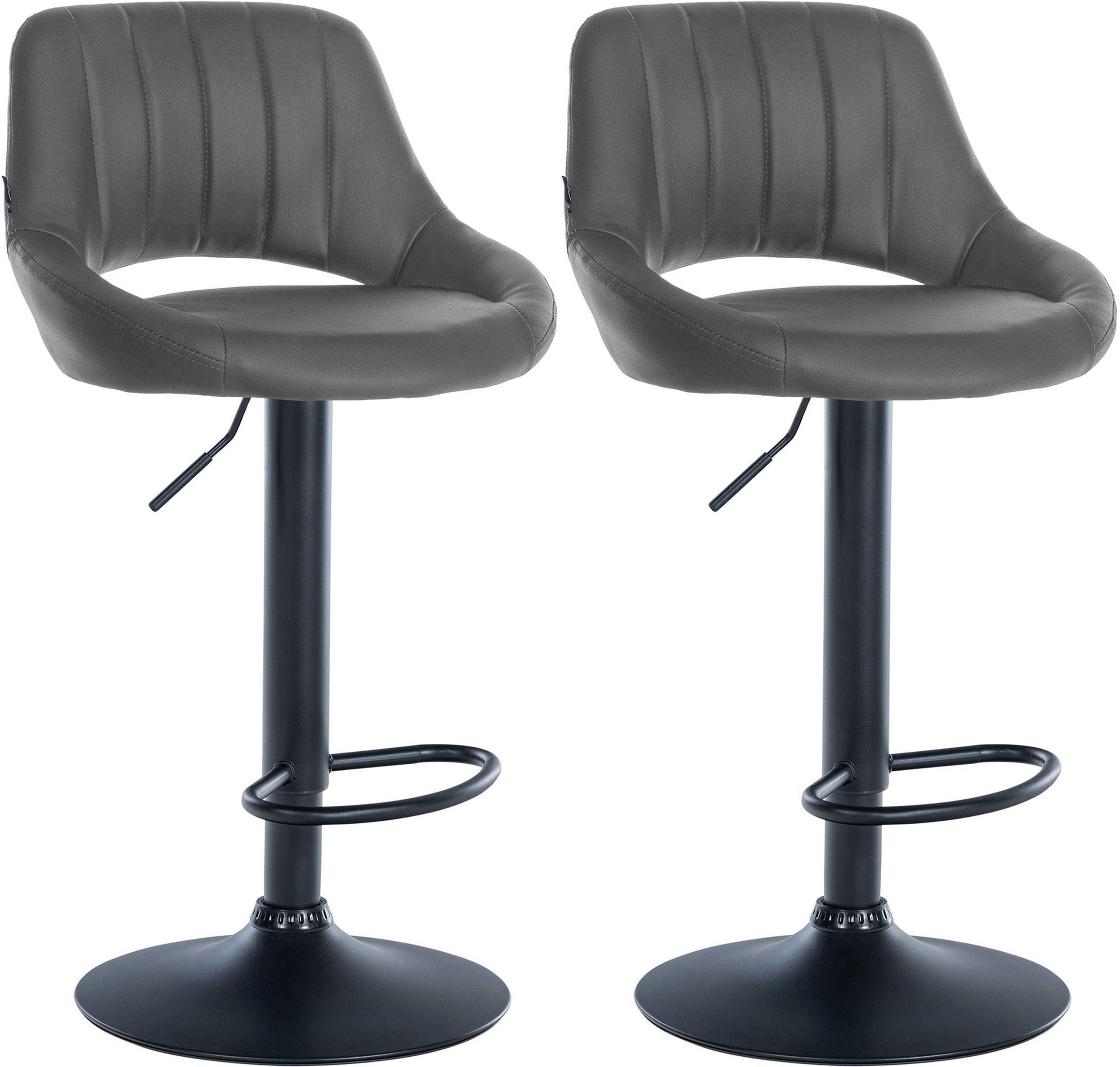 BARHOCKER 2er Set Milos Kunstleder B grau - Schwarz/Grau, Kunststoff/Metall (47/106/48cm) - TPFLiving