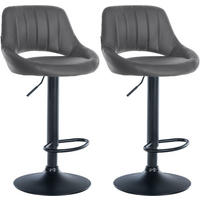 BARHOCKER 2er Set Milos Kunstleder B grau - Schwarz/Grau, Kunststoff/Metall (47/106/48cm) - TPFLiving