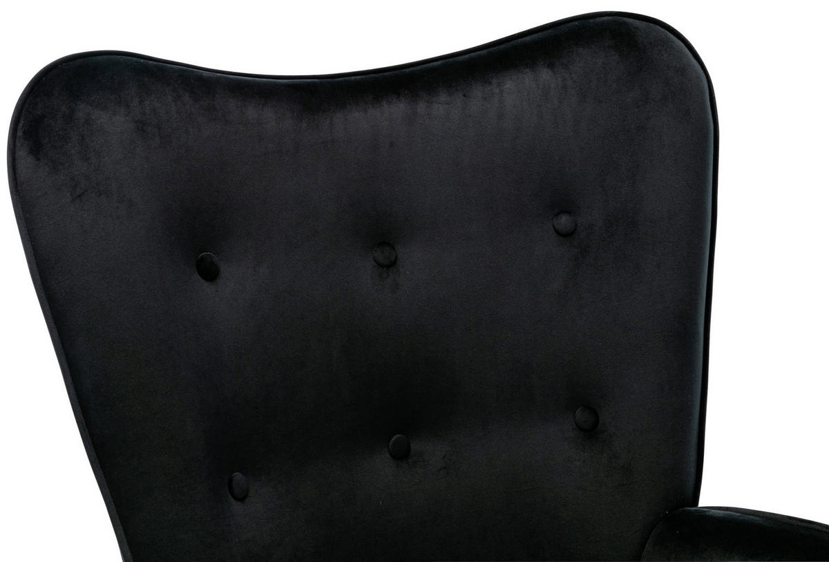 SCHAUKELSTUHL Sanna Samt, Gestell Buchenholz natur / Metall Schwarz Schwarz - Schwarz/Naturfarben, Holz/Textil (71/98/88cm) - TPFLiving