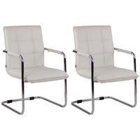 SCHWINGSTUHL 2er Set Lederlook weiß - Chromfarben/Weiß, Textil/Metall (57/89/64cm) - CLP