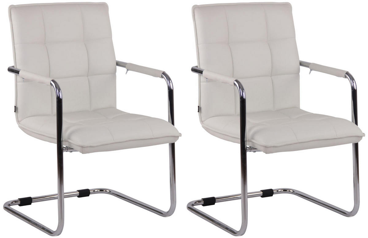 SCHWINGSTUHL 2er Set Lederlook weiß - Chromfarben/Weiß, Textil/Metall (57/89/64cm) - CLP