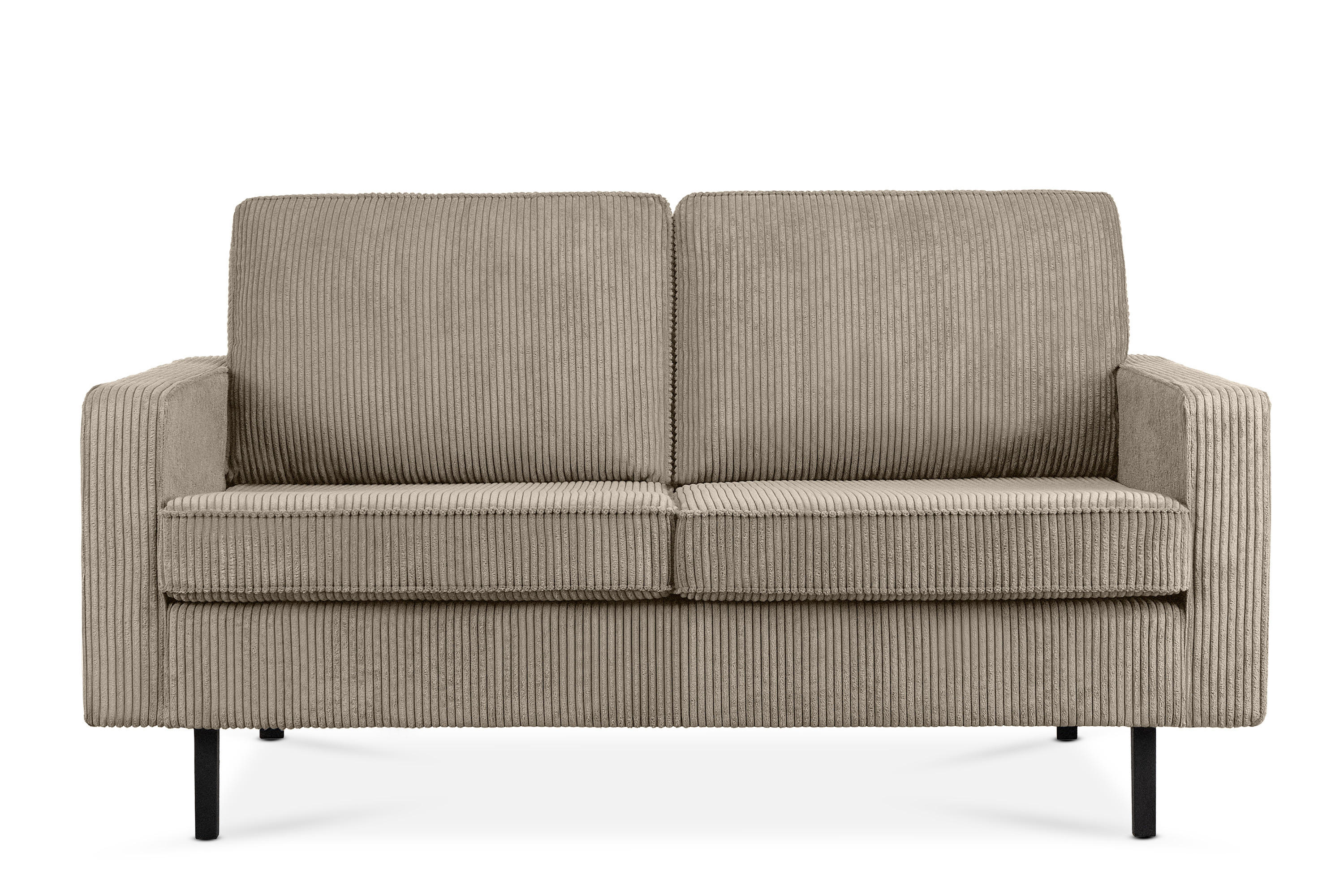 2-SITZER-SOFA INVIA Klassische-Stil mit Armlehnen, Feinkord-Stoff, Beige - Hellbraun/Beige, Textil (164/87/98cm) - KONSIMO®