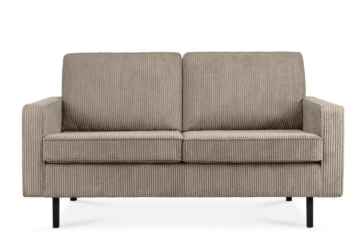 2-SITZER-SOFA INVIA Klassische-Stil mit Armlehnen, Feinkord-Stoff, Beige - Hellbraun/Beige, Textil (164/87/98cm) - KONSIMO®