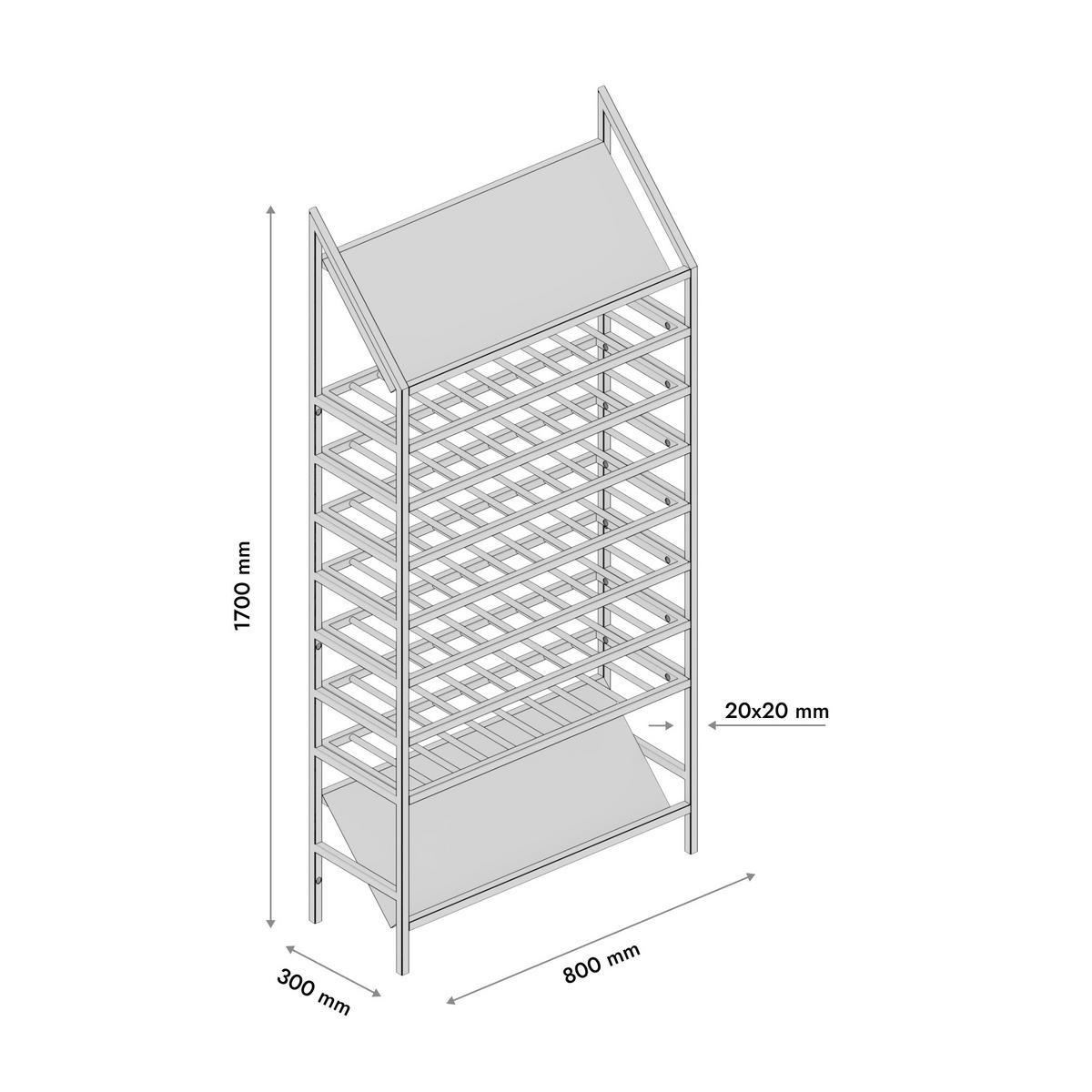 WEINREGAL Burgundy für 80 Flaschen, Metall, schwarz - Schwarz, Metall (80/170/30cm) - Metalo Pro