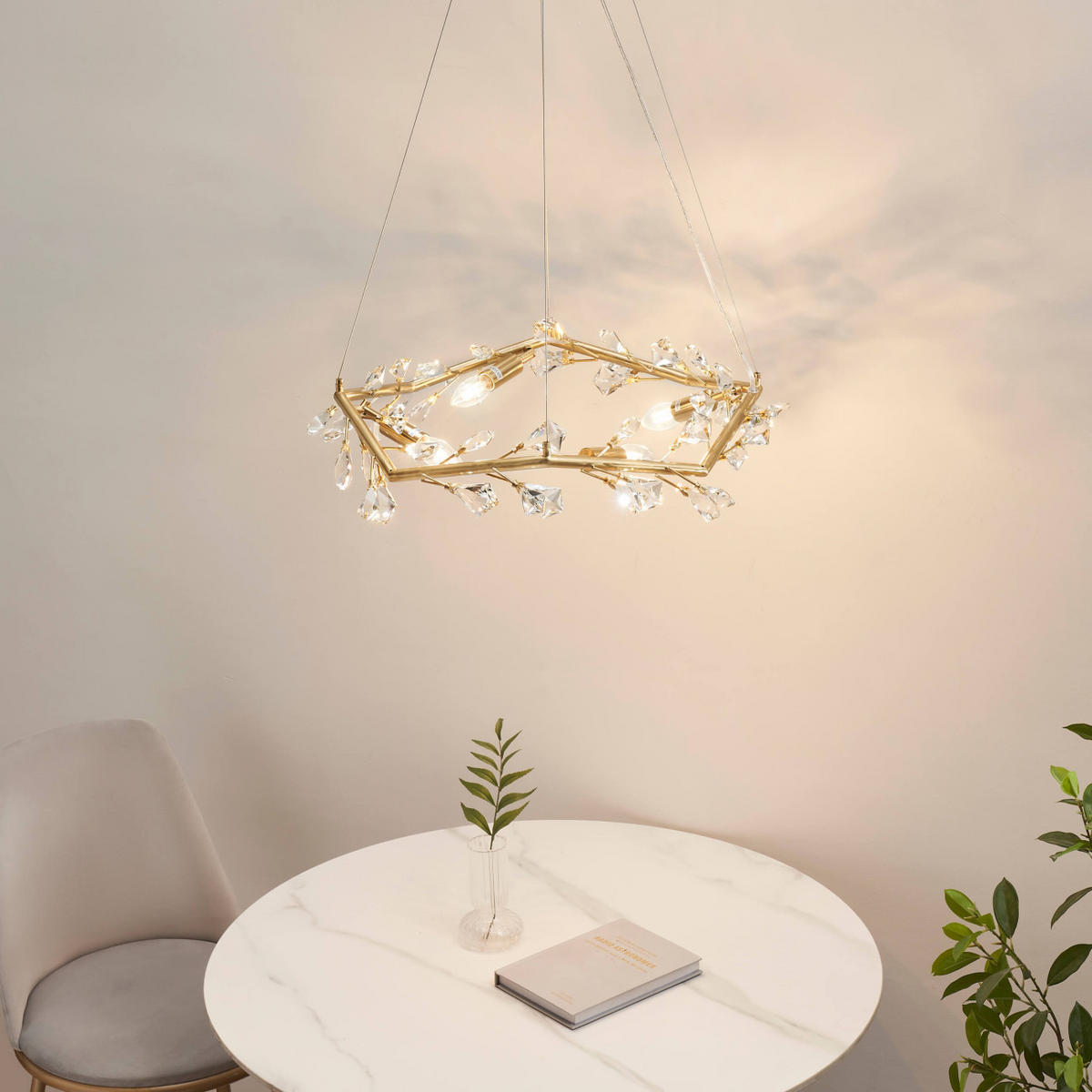 HÄNGELEUCHTE Solarana, Messing, 63cm - Goldfarben, Glas (63/63/10cm) - KOSILUM