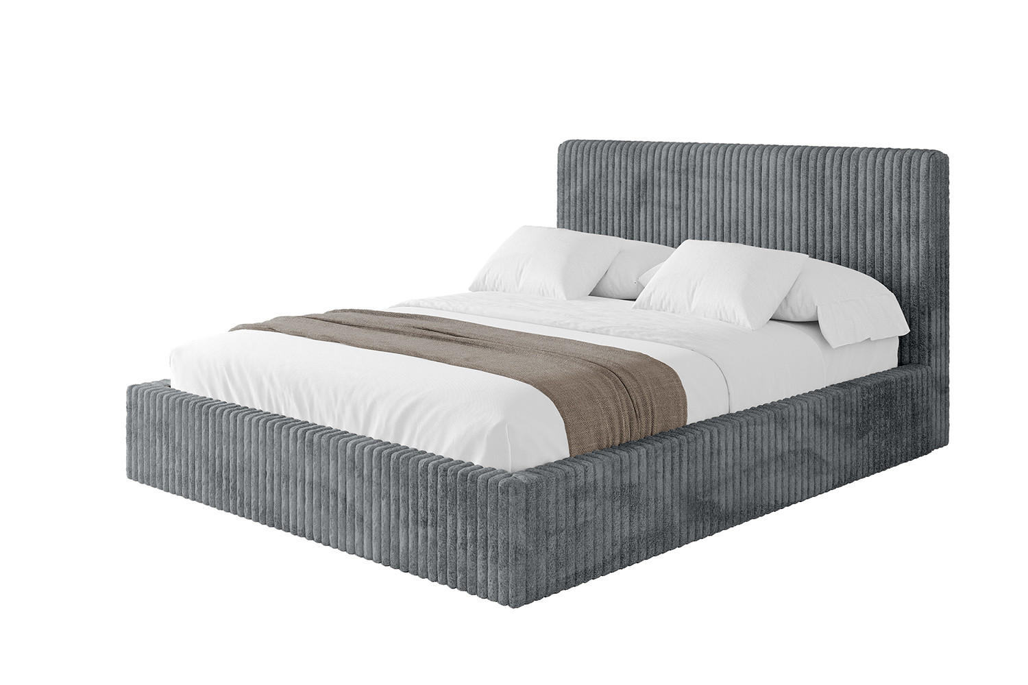 POLSTERBETT mit Bettkasten und Lattenrost, Bett mit Matratze H3/H4 - ALOVA-V1 180x200 Dunkelgrau - Dunkelgrau, Holzwerkstoff/Textil (180/200cm) - ALTDECOR
