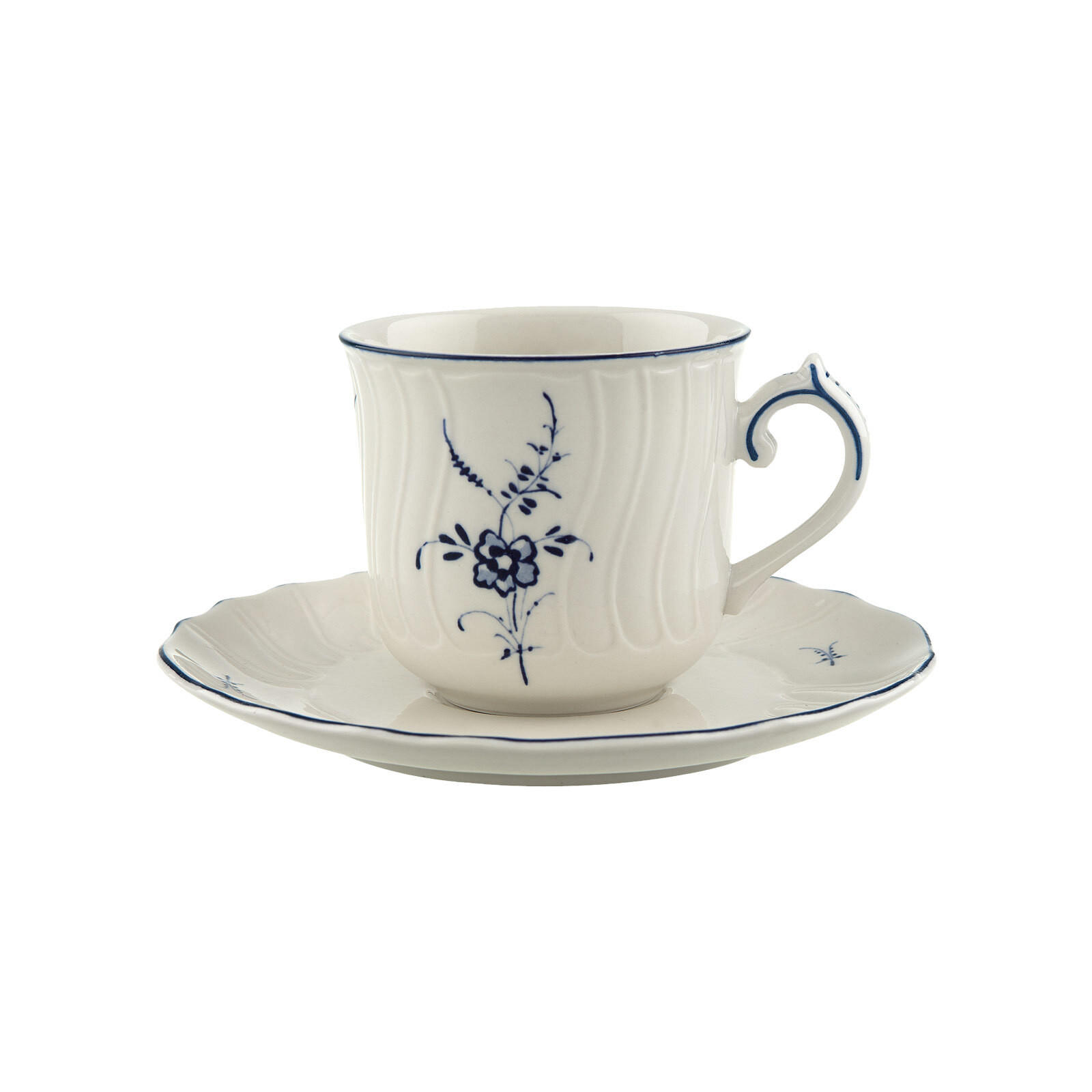 KAFFEETASSE MIT UNTERTASSE Vieux Luxembourg weiß-blau 120 ml - Blau/Weiß, Keramik (14.3/8.6/14.3cm) - Villeroy & Boch
