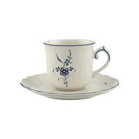 KAFFEETASSE MIT UNTERTASSE Vieux Luxembourg weiß-blau 120 ml - Blau/Weiß, Keramik (14.3/8.6/14.3cm) - Villeroy & Boch