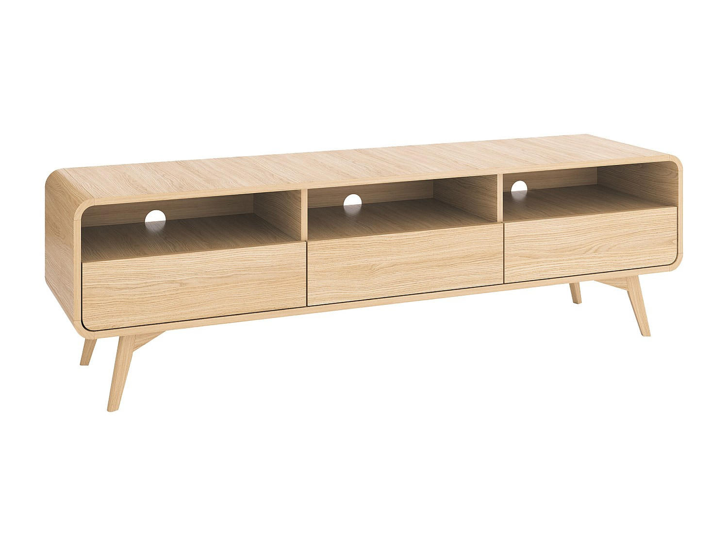 TV-MÖBEL mit 3 Schubladen & 3 Ablagefächern - Holzfarben - JALEMO - Naturfarben, Holz (180/53/39cm) - Vente-Unique