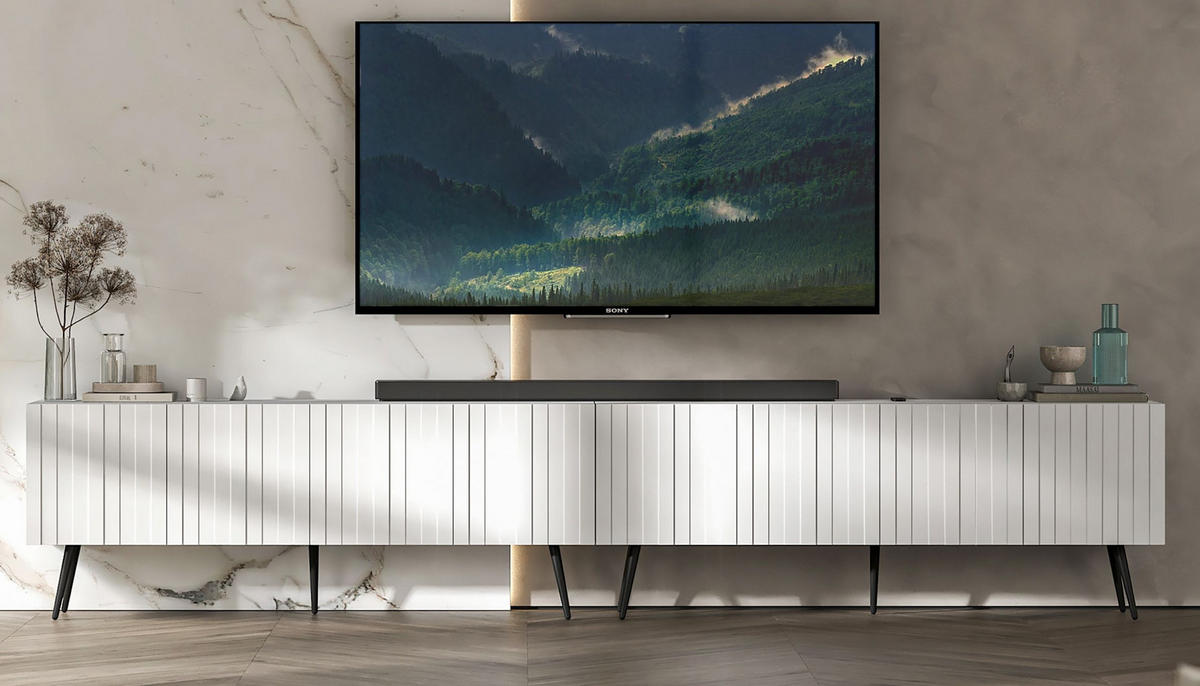 TV-LOWBOARD 2-er Set Elpis Weiß Matt mit Metallbeinen 150 cm Glamour - Schwarz/Weiß, Holzwerkstoff (300/60.5/36.5cm) - Meble Lindner