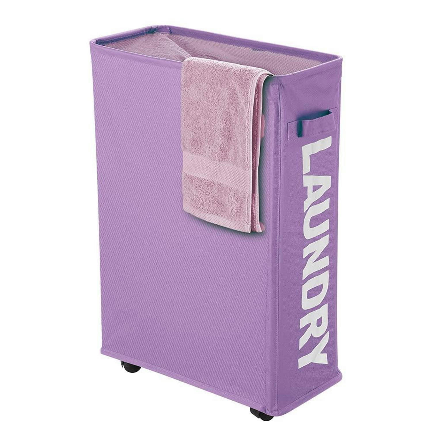 WÄSCHEKORB mit Rollen 40L Violett - Lila, Textil (18.5/57.9/38.9cm)