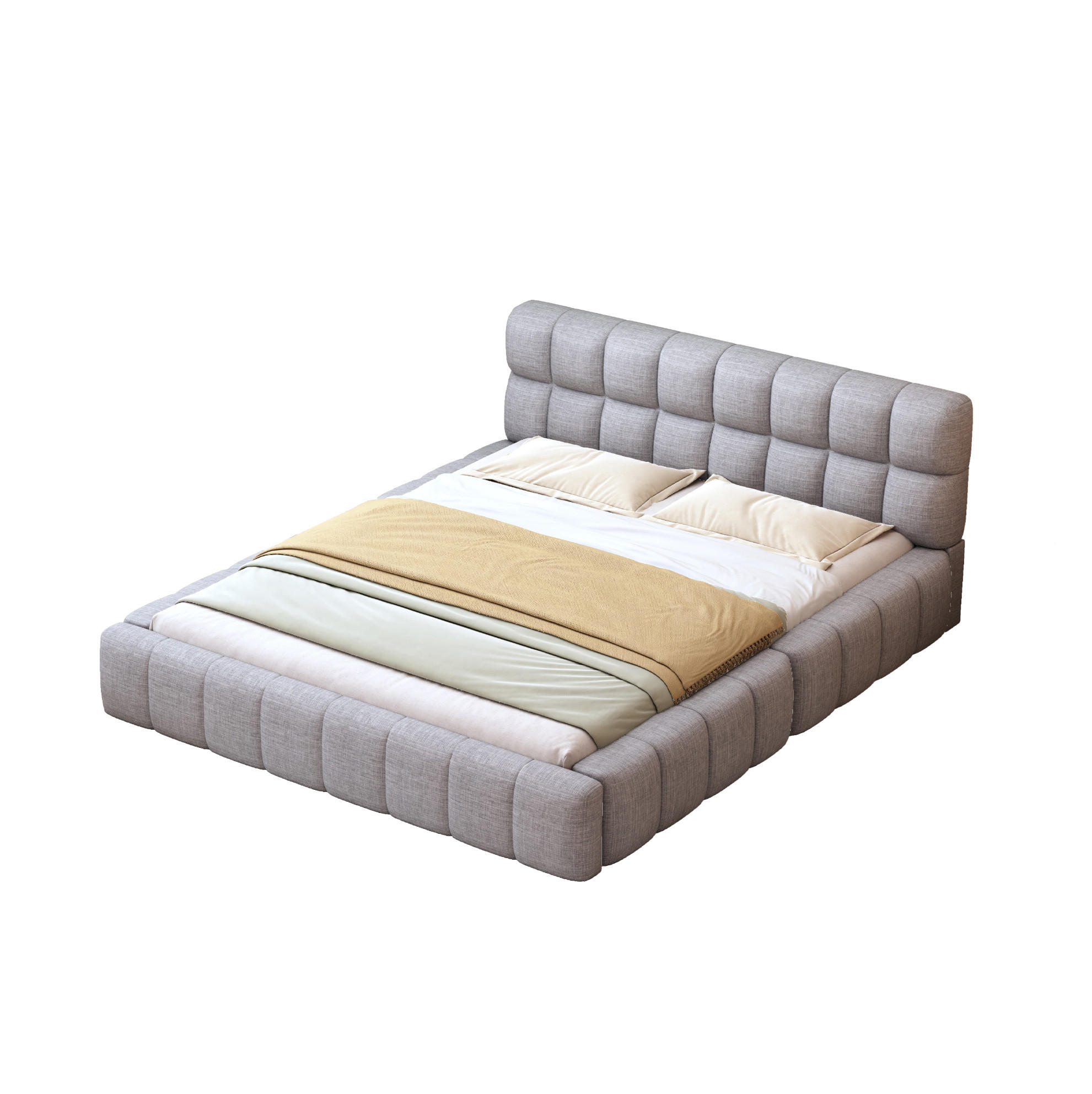 POLSTERBETT 140/200 cm grau mit Rückenlehne und stabilem Lattenrost - Grau, Textil (140/200cm) - OKWISH