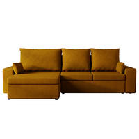 ECKSOFA Paco mit Bettkasten und Schlaffunktion, L-Form/XL-Form, Velourstoff, Universal - Currygelb, Holzwerkstoff (276/145cm) - 4ALL HOME