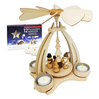 TISCH-PYRAMIDE Schneemann Weihnachtsmann 14/18/24 cm - Multicolor, Holz (0.1/24/0.1cm) - Dekoteam24