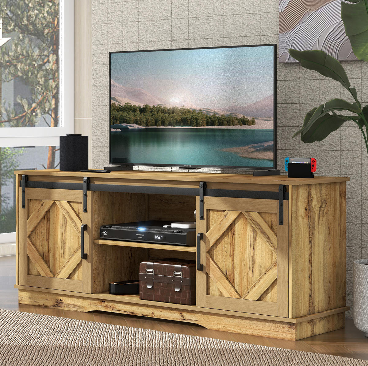 TV-SCHRANK mit Schiebetüren 150 x 40 x 60 cm Braun Holzwerkstoff - Braun, Holzwerkstoff (40/60/150cm) - Beauniv
