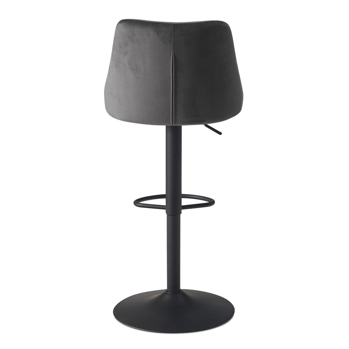 BARHOCKER Samt Lehne Höhenverstellbar Trompetenfuß Gepolstert, Grau 45x51x106 cm - Schwarz/Grau, Textil/Metall (45/106/51cm) - KADIMA DESIGN