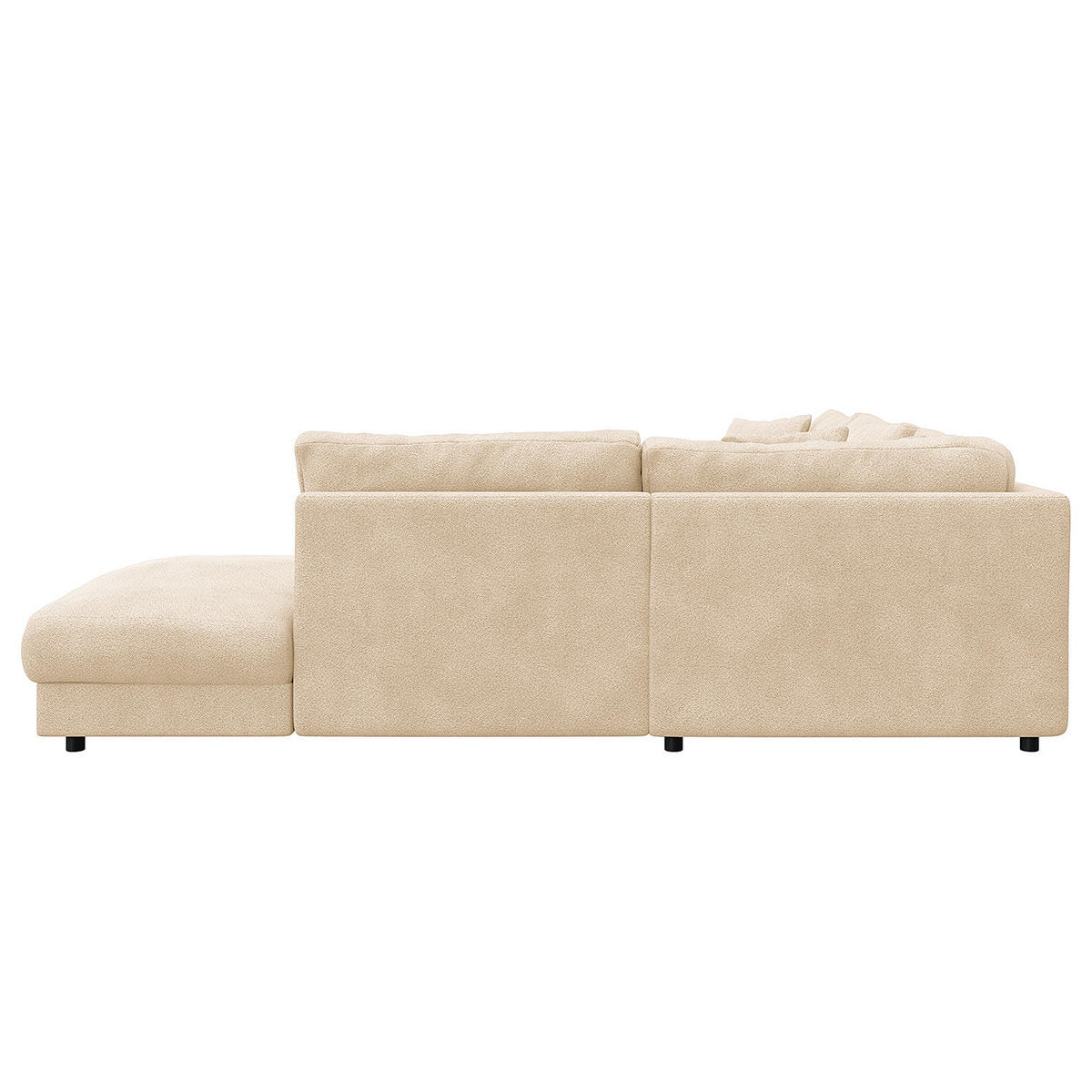 ECKSOFA mit Ottomane - Beige/Schwarz, Holz/Kunststoff (267/254cm) - home24
