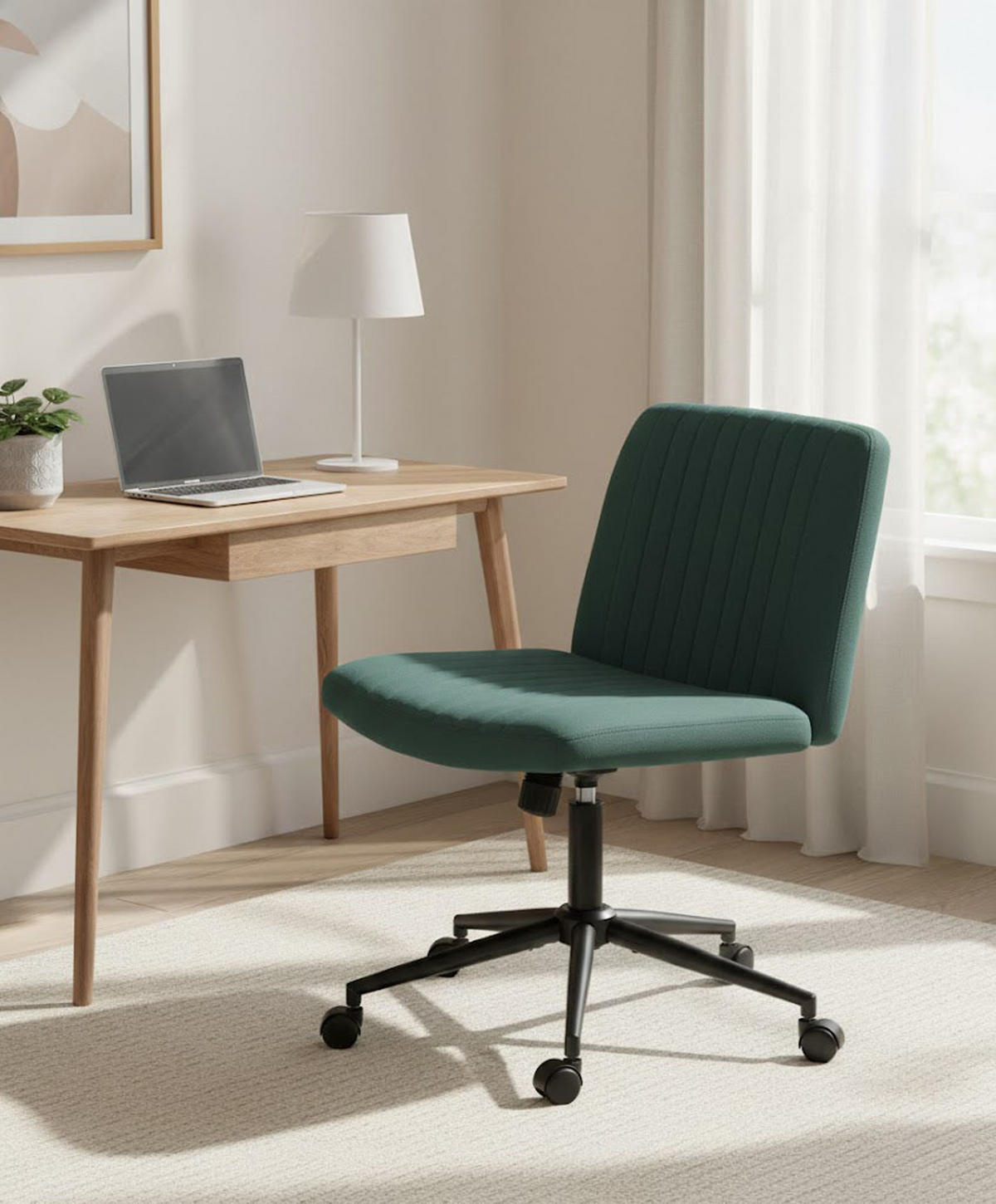 BÜROSTUHL Lynox Samt grün - Schwarz/Grün, Metall (62/98/65cm) - TPFLiving