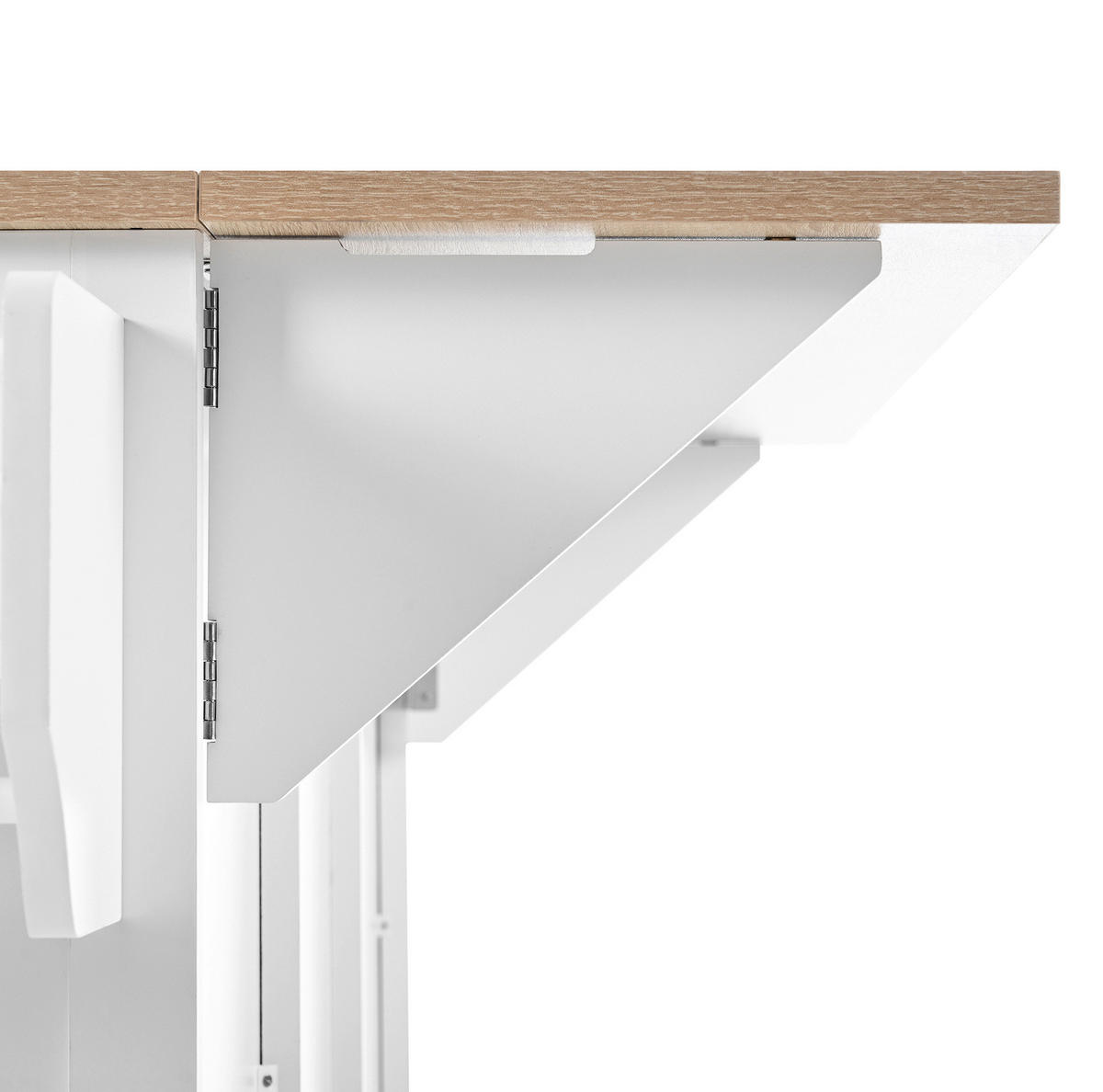 KÜCHENINSEL 112/92,7/46,2-76,2 cm Weiß/Natur aus MDF mit ausziehbarer Arbeitsplatte - Weiß, Holzwerkstoff (46.2/92.7/131.2cm) - OKMYHOME