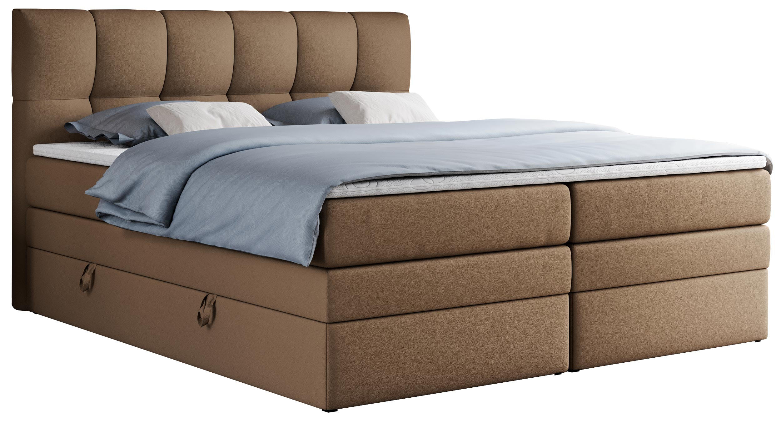 BOXSPRINGBETT ALVIN KING 200/200 Braun Kunstleder - H3 - Braun, Holz/Textil (200/200cm) - MKS