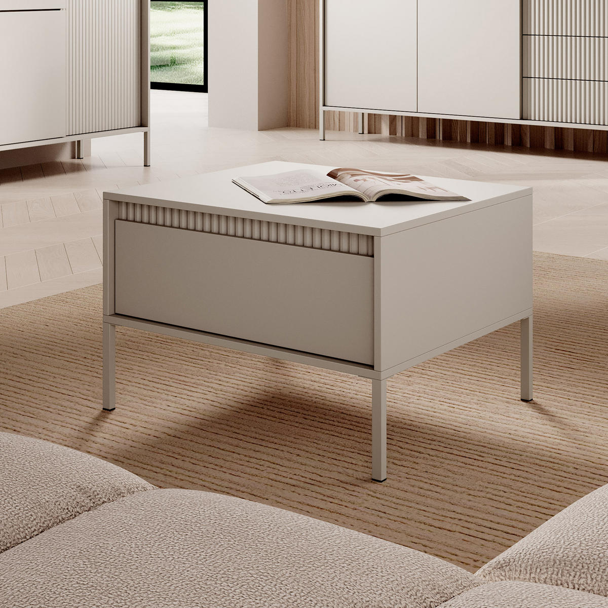 COUCHTISCH SENSATO 68 cm Beige - Beige, Holzwerkstoff (68/68/48.4cm) - MASSENO