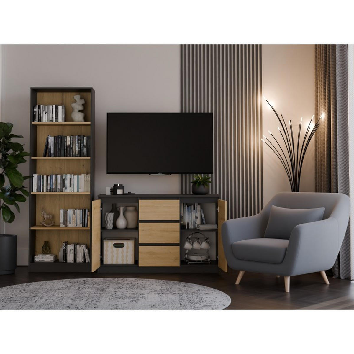 KOMMODE Anthrazit, Artisan 120/75/40 - Anthrazit, Holzwerkstoff (120/75/40cm) - RAUMHIRSCH FURNITURE