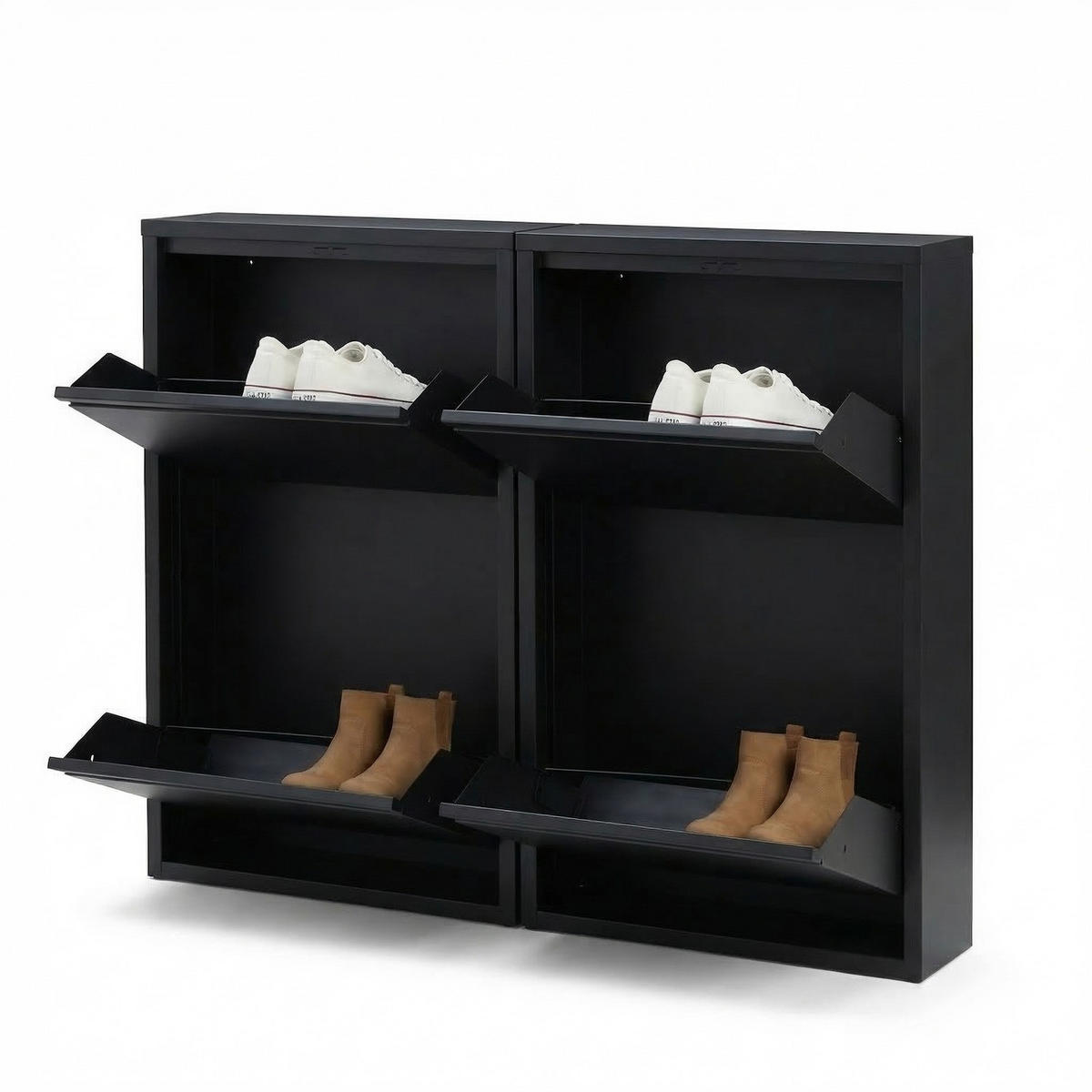 SCHUHKIPPER Pisa Schwarz 100/16/73 cm - Schwarz, Metall (100/73/16cm) - ebuy24