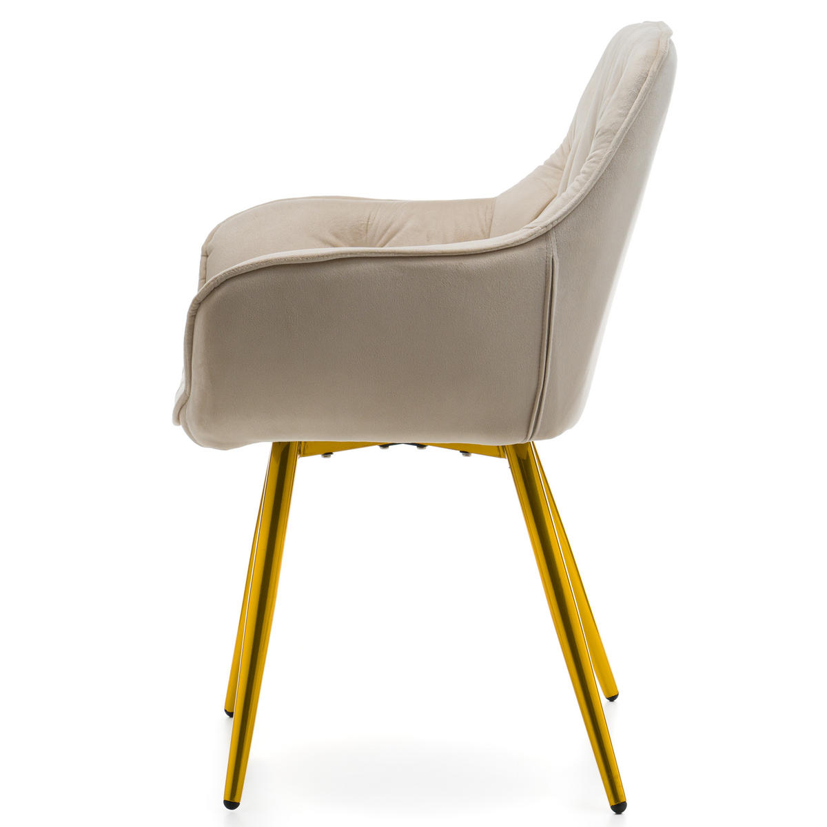 STUHL SIENA gepolstert mit Steppung - beige goldene Beine - Samt Velours - Ecru/Beige, Textil/Metall (58/87/61cm) - NEW HOME