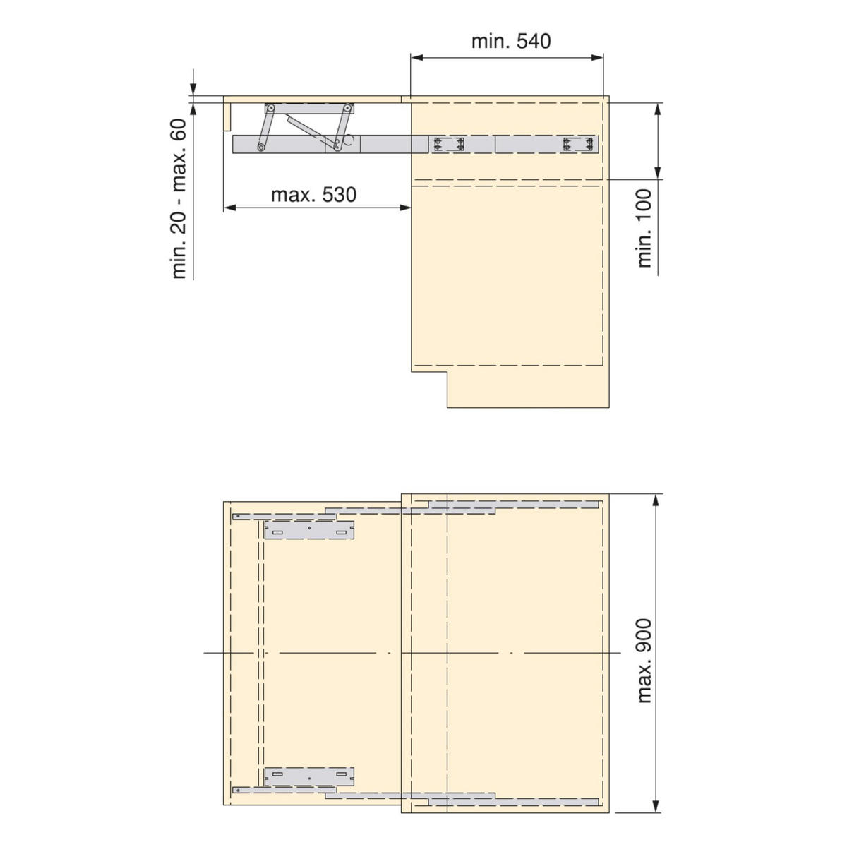 FÜHRUNG Oplà Top für ausziehbaren und hochkplappbaren Tisch, Aluminium, Edelstahl eloxiert - Edelstahlfarben, Metall (90/10/53cm) - EMUCA