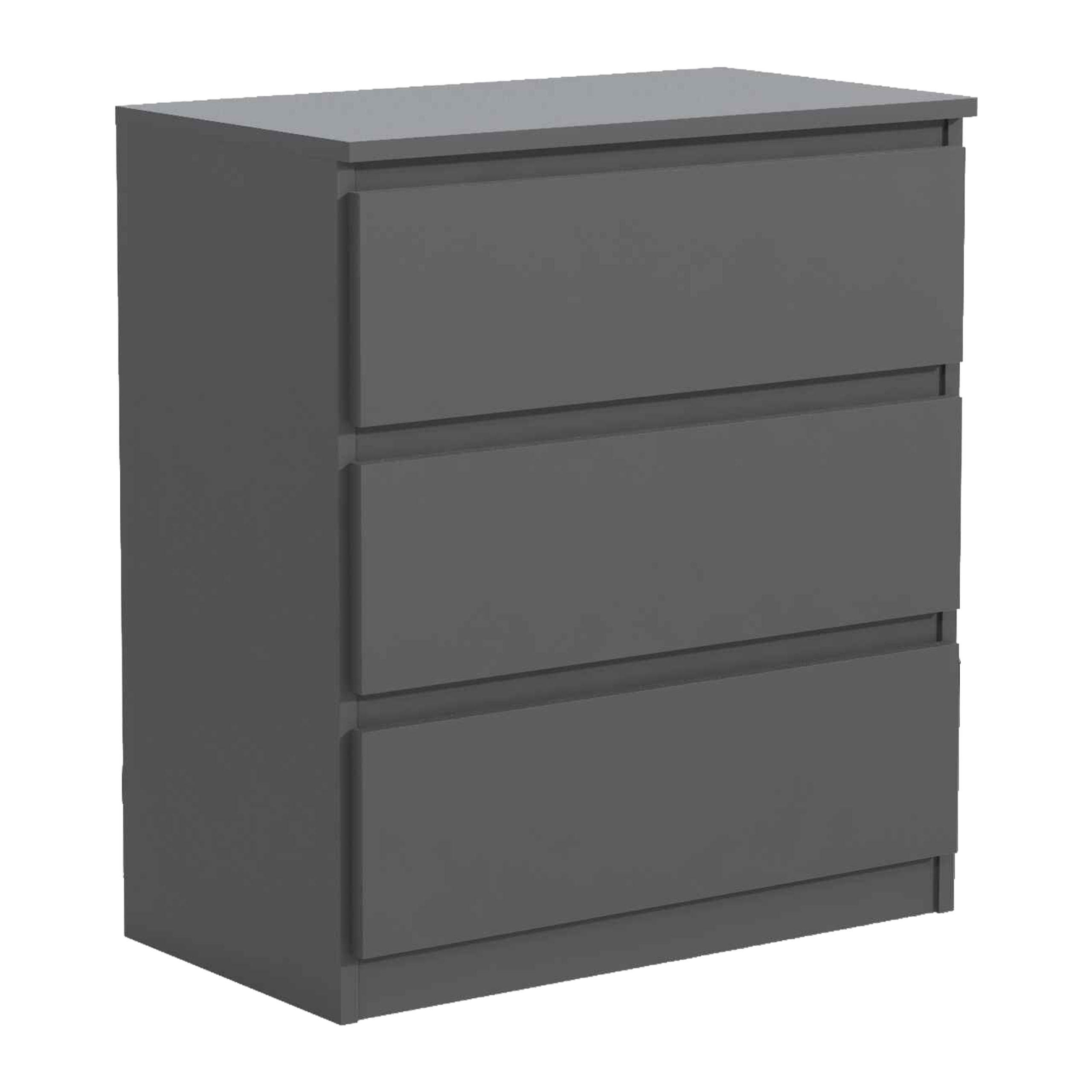 KOMMODE NUDO 70/78,5/39cm mit 3 Schubladen Türen Anthrazit - Anthrazit, Holzwerkstoff (70/78.5/39cm) - MASSENO