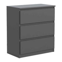 KOMMODE NUDO 70/78,5/39cm mit 3 Schubladen Türen Anthrazit - Anthrazit, Holzwerkstoff (70/78.5/39cm) - MASSENO