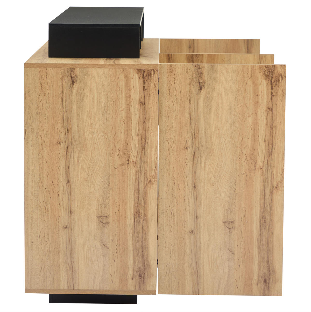 KOMODA z MDF 140x44x93,5 cm v dekoru dřeva s LED osvětlením, Bluetooth ovládáním a nastavitelnými policemi - přírodní, kompozitní dřevo (140/93.5/44cm) - Modfu